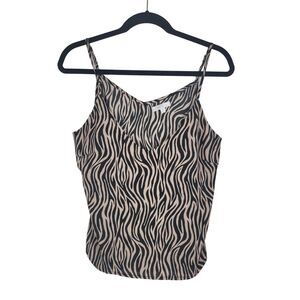 Society + Stitch Animal Print Tank Top Medium Womens Black Brown Sleeveless